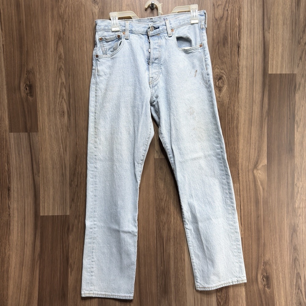 Levis 501 93 Light Blue Wash Jeans 30W 30L Big E Red Tag Straight Fit Denim
